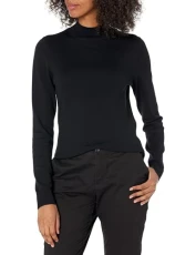 Women's Lightweight Mockneck Jumper (Available in Plus Size), Black, M