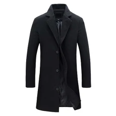 Suit Mantal Men's Long Suit Jacket Men's Cotton Erren Winter Coat Slim Fit Wool Coat Stand-Up Collar Business Men's Coat Long Trench Coat Windbreaker Jackets Winter Warm Leisure Coat, black, M