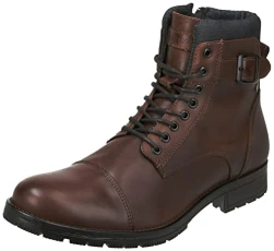 Men's Jfwalbany Leather Brown Stone STS Biker Boots, Brown (Brown Stone Brown Stone), 8 UK (42 EU)