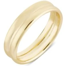 Gold Ribbed Ring - Ring Size 50 Gold