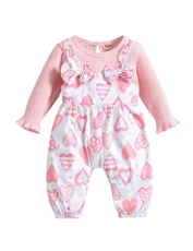 Newborn Baby Girl Clothes Ruffle Long Sleeve Romper Bodysuit Cotton Ribbed Bowknot Jumpsuit O