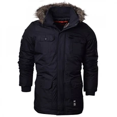 Mens Heavy Weight Fur Hood Parka Padded Waterproof Winter Coat Jacket Black Blue Small Black