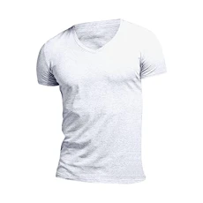 Mens T Shirt Men's Fashion Spring and Summer Casual Short Sleeved V Neck Solid Color T Shirt Top Men Long Sleeve Layering Tee (Grey, XXL) Polo Shirts for Men Hawaiian Shirts for Men Short Sleeve Tops