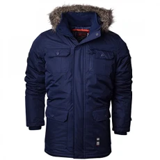 Mens Heavy Weight Fur Hood Parka Padded Waterproof Winter Coat Jacket Black Blue Small Blue - Armour