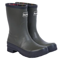 Womens Banbury Rubber Mid-Cut Rain Walking Back Logo Wellingtons - Olive - 7