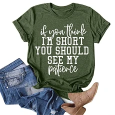 SDFRK Women's Summer Casual Crew Neck Printed T-Shirt Short Sleeve Blouse Lovers Friends Top Tops T-Shirt Short Sleeve Printed Letters American Classic Crew Neck, A02#Green, L