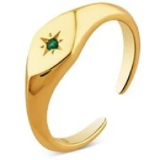 Gold + Green Star Adjustable Ring - Adjustable