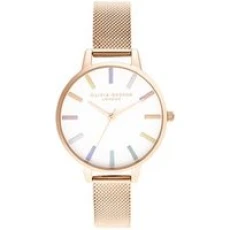 Rainbow Rose Gold Mesh Watch