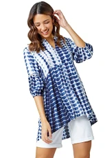 Summer Top for Women UK Ladies Swing Tunic A Line Blouse Ladder Trim Shirt Spring Ca