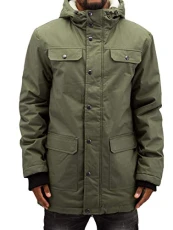 Men's Heavy Cotton Parka Jacket, Olive, S