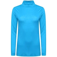 Ladies Basic Casual Long Sleeves Polo Neck Stretch Top Turtle Neck Jumper Size 8-26 Turqouise