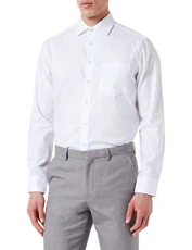 men's business shirt - regular fit - non-iron - Kent collar - long sleeve - 100% cotton Weiß