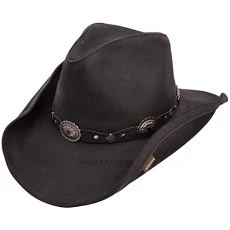 Roxbury Black Distressed Shapeable Leather Cowboy Western Hat - Medium