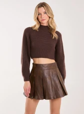 High Neck Knitted Jumper  - M/L  - BROWN