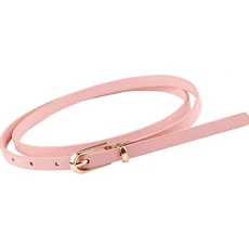 Women's Skinny Belt Solid Color Slender Waistband Thin Leather Waist Belt Strap for Dress Paints Cas