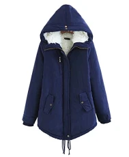 Women Thick Parka Coat Winter Warm Thicken Long Jacket Coat M Navy