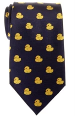 Classic Rubber Duck Woven Microfiber Men's Tie - Navy Blue