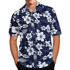 Mens Summer Tropical Shirts, Lightweight Casual Button-Down Short-Sleeve Hawaiian Shirt Tops, Loose-