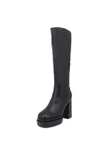 Thigh High Boots with Side Zip Casual Heeled Winter Platform Comfortable Women ZM9233 (ZM9233 Black,