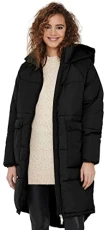 Women's Onlgabi Oversized Long Nylon Coat OTW Jacket, Black (Black Black), 10 (Size: Small)