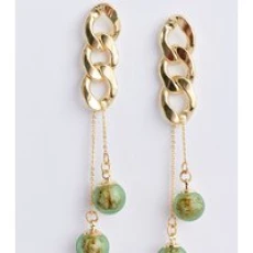 Double sphere chain earrings