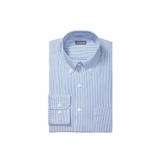 Men's Dress Shirt Regular Fit Pinpoint Stripe, Blue, 16.5" Neck 32"-33" Sleeve