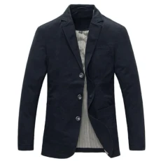 Mens Casual Blazer Slim fit Long Sleeve Jacket Washed Cotton 3-Button Casual Suits Blazer Jackets, B