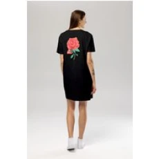 Flower T-Shirt Dress Black M Dress Tops Unisex Genderless Sustainable