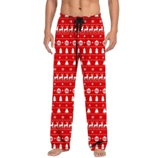 Black Christmas Men's Casual Trousers Pyjama Bottoms with Drawstring and Pockets Elegant Trousers Men, G0928a-Red, XXXL