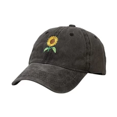 Unisex Baseball Cap Adjustable Cotton Summer Sunflower Embroidered Sun Hat Polo Style Classic Sports