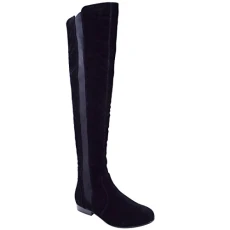 LADIES WOMENS FLAT ELASTICATED WIDE LEG STRETCH OVER THE KNEE HIGH RIDING BOOTS SIZE (UK 9 / EU 42 /