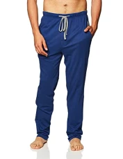 Men's Solid Knit Sleep Pant with Pockets and Drawstring, Blue, X-Large