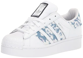 Women's Superstar Bold Shoes Sneaker, White/Ambient Sky/Silver Metallic, 10.5