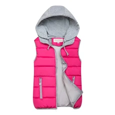 Women's Gilets with Hood, Ladies Gilet with Zip Pocket Winter Waistcoat Lightweight Down Coat Sleeve