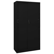 Office Cabinet with Sliding Door Black 90x40x180 cm Steel,File Cabinet,Office Cabinet,Home Office Furniture