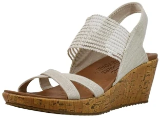 Women's Beverlee High Tea Sandal,Natural Sparkle Linen Gore Trim,5 UK