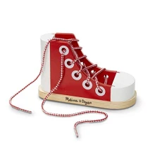 Melissa & Doug Wooden Lacing Shoe | Developmental Toy | Lacing | Problem Solving | 3+ | Gift for Boy