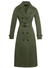 Womens Maxi Trench Coat Khaki