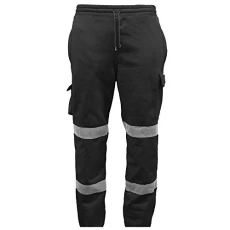 Mens Hi Vis Jogging Bottoms Combat Trousers Hi Viz Workwear Joggers High Visibility Reflective Tape 