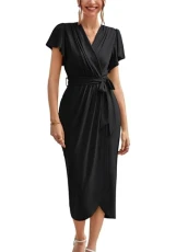 Plus Size Dress for Women UK Elegant Wrap Work Office Dress for Ladies Casual Wedding Guest Evening