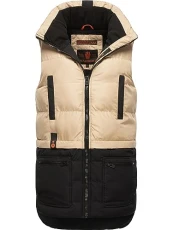 Kiraraa Women's Winter Jacket Warm Quilted Vest XS - XXL, Beige/black, XL