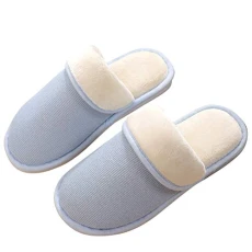 Womens Mens Faux Fur Mules Slippers Unisex Adults Winter Warm Anti-Slip Indoor House Shoes Light Blu