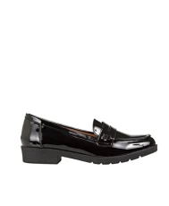 Plain Patent Penny Loafers (Black, 7) 11017-BLK-7