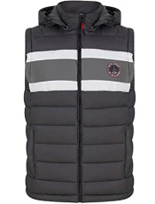 Men's Tauriel Quilted Puffer Gilet with Detachable Fleece Lined Hood - Asphalt Grey - S