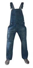 Unisex Dungarees Denim Men Jumpsuit Women Onesie All in One Dark Wash Blue Small