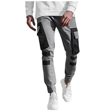 Mens Cargo Pants Multiple Pockets Tapered Work Combat Techwear Trousers Hip Hop Trend Streetwear Swe