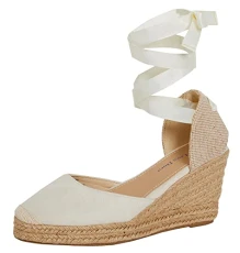 Womens Espadrille Wedge Sandals Ladies Strappy Hessian Wedges Summer Shoes Ankle Tie Leg S