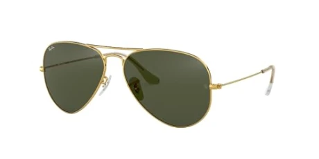 Men's Rayban Aviator Classic Sunglasses, Gold Frame With Green G-15 Lenses, 55 UK