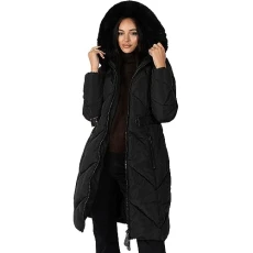 Women's Winter Jacket Ladies Coat Quilted Padded Faux Fur Hood Belted Puffa Zip Front Pockets Puffer