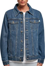 Men's Organic Basic Denim Jacket, Mid Indigo Washed, L